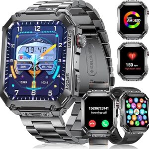 Military Smart Watches for Men, 1.96'' HD Screen with Answer