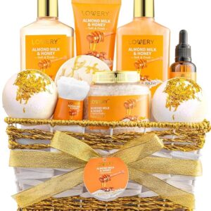 Gift Basket for Women - 10 Pc Almond Milk & Honey Beauty & Personal Care Set