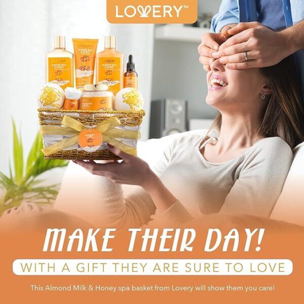 Gift Basket for Women - 10 Pc Almond Milk & Honey Beauty & Personal Care Set - Image 4