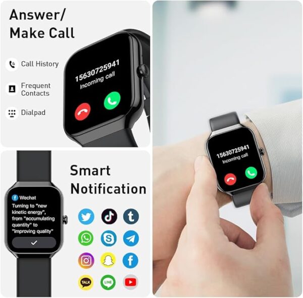 Smart Watch for Men Women – 1.96" HD, Call Feature, 112+ Best Sports Modes, IP68 Waterproof, Fitness Tracker 2025 - Image 3