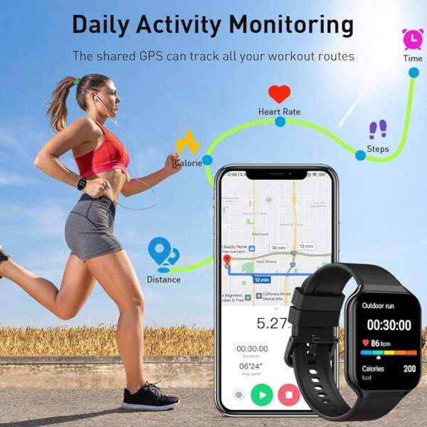 Smart Watch for Men Women – 1.96" HD, Call Feature, 112+ Best Sports Modes, IP68 Waterproof, Fitness Tracker 2025 - Image 2