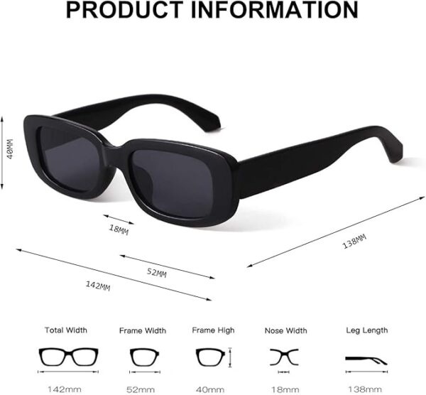 BUTABY Rectangle Sunglasses for Women – Best Retro 90’s Vintage Narrow Square Frame with UV400 Protection - Image 3