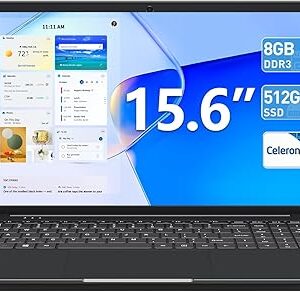 15.6 Inch Laptops, 8GB DDR3 512GB SSD Windows