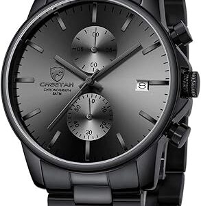 Fashion Business Mens Watches with Stainless Steel Waterproof Chronograph Quartz Watch