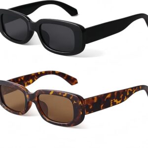 BUTABY Rectangle Sunglasses for Women – Best Retro 90’s Vintage Narrow Square Frame with UV400 Protection