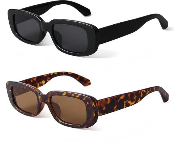 BUTABY Rectangle Sunglasses for Women – Best Retro 90’s Vintage Narrow Square Frame with UV400 Protection