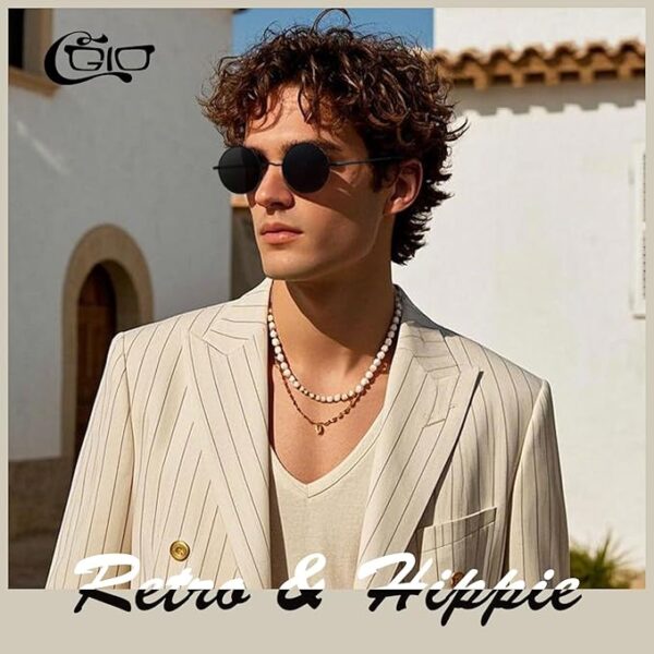 Stylish Retro Round Polarized Sunglasses – CGID E01 Best Metal Circle Shades, UV400, Vintage Unisex Eyewear - Image 4