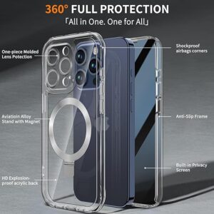 Invisible Magnetic Kickstand Privacy Case for iPhone 15 Pro – 3-in-1 Protection & Kickstand