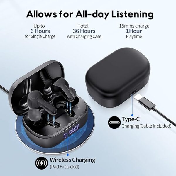 MOZOTER Bluetooth Earbuds – 40 Hours Playtime, Pure Bass, Noise-Free Calls - Image 4