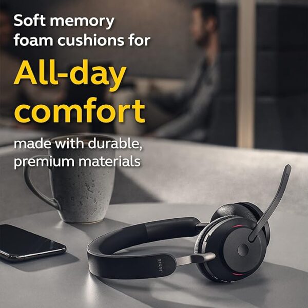 Jabra Evolve2 65 MS Wireless Headphones – Best Bluetooth Stereo Headset with Link380c for Calls & Music - Image 2