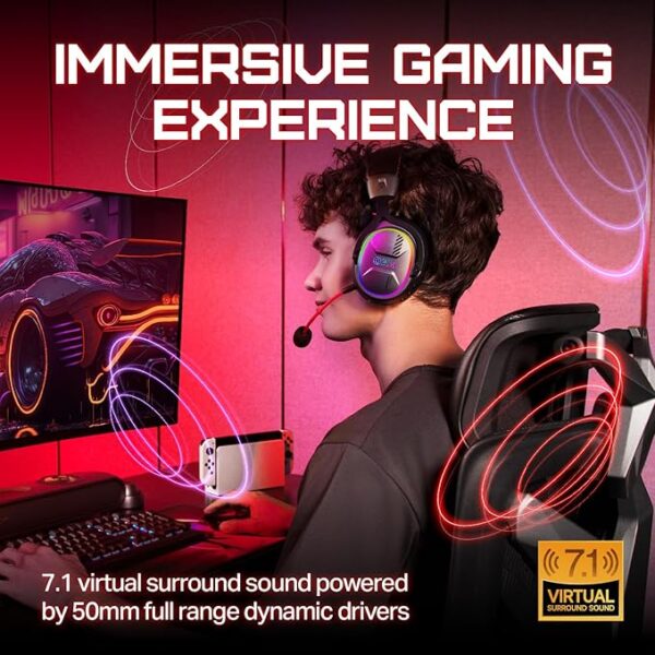 OXS Storm G2 Wireless Gaming Headset – 7.1 Surround, Bluetooth 5.3, 40H Playtime - Image 2