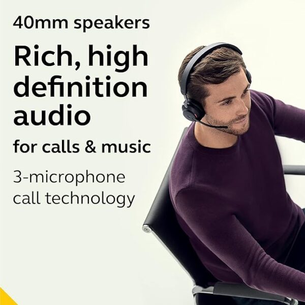 Jabra Evolve2 65 MS Wireless Headphones – Best Bluetooth Stereo Headset with Link380c for Calls & Music - Image 3