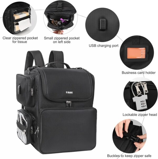 Relavel Hair Tools Travel Bag Hair Stylist Backpack Hairdresser Cosmetology Bag - Image 5