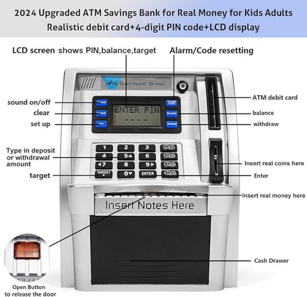 ATM Saving Piggy Bank for Real Money – Kids & Adults | Card + Password + Coin Recognition 2025 - Image 4