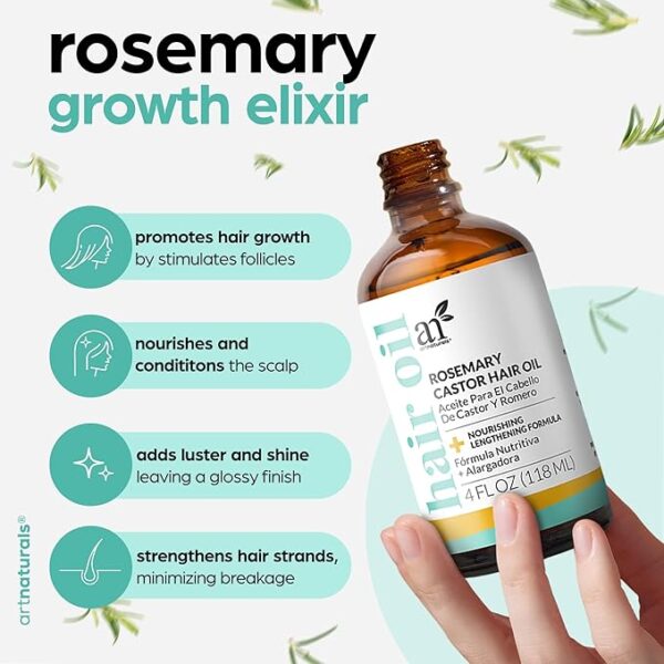 ArtNaturals Rosemary & Castor Oil for Hair Growth & Repair 100% - Image 3
