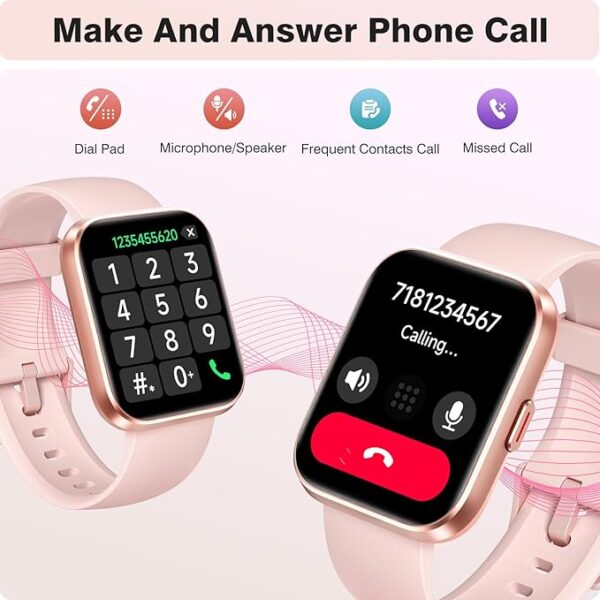 Smart Watch for Women with Alexa, 1.8" HD Display, Bluetooth Calls, Fitness Tracker with 110+ Sports Modes, IP68 Waterproof, Heart & Sleep Monitor - Image 3