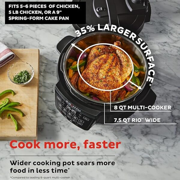 Instant Pot RIO 7-in-1 Multi-Cooker – 7.5 Qt Best Wide Base Pressure Cooker with WhisperQuiet Steam - Image 2