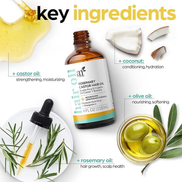 ArtNaturals Rosemary & Castor Oil for Hair Growth & Repair 100% - Image 2