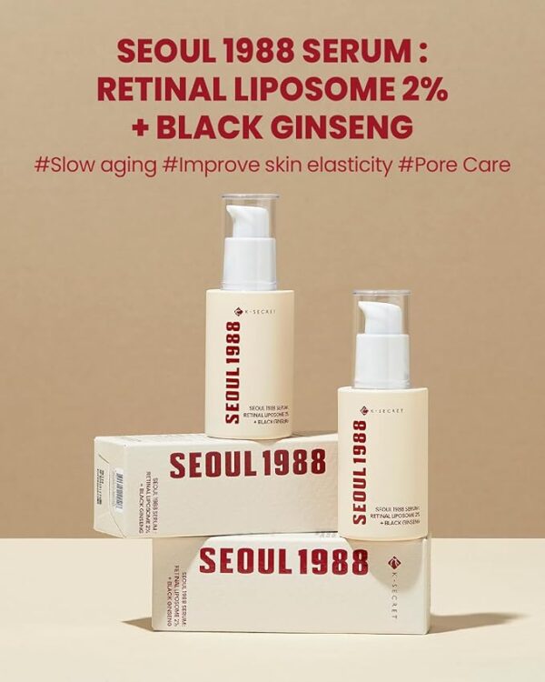 KSECRET Seoul 1988 Retinal Serum – 2% Liposome Retinal + 58% Best Black Ginseng, Peptides & Vitamin C | Anti-Aging Korean Skincare for Wrinkle Repair - Image 4