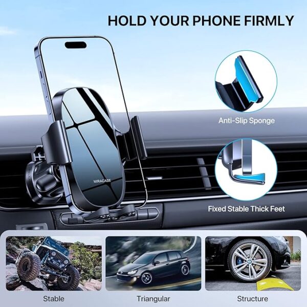 Miracase Upgraded-2nd Generation Universal Phone Holders Best for Your Car, 3 in 1 Air Vent Car Phone Holder - Image 4