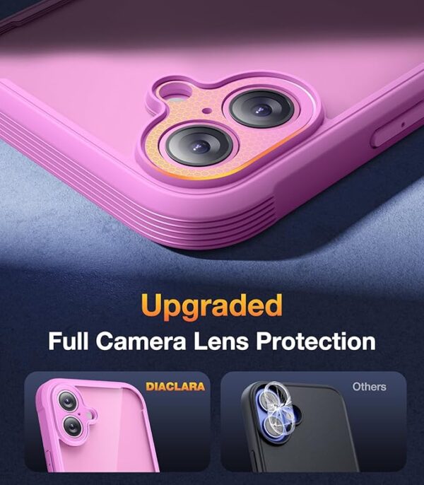 Diaclara iPhone 16 Rugged Case with Full Camera & Screen Protection – Touch Sensitive, Anti-Scratch, Shockproof (Pink) - Image 2