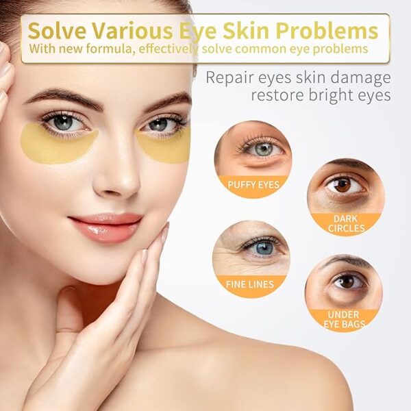 24K Gold Under Eye Patches – Collagen + Best Hyaluronic Boost Say Goodbye to Puffy Eyes - Image 4