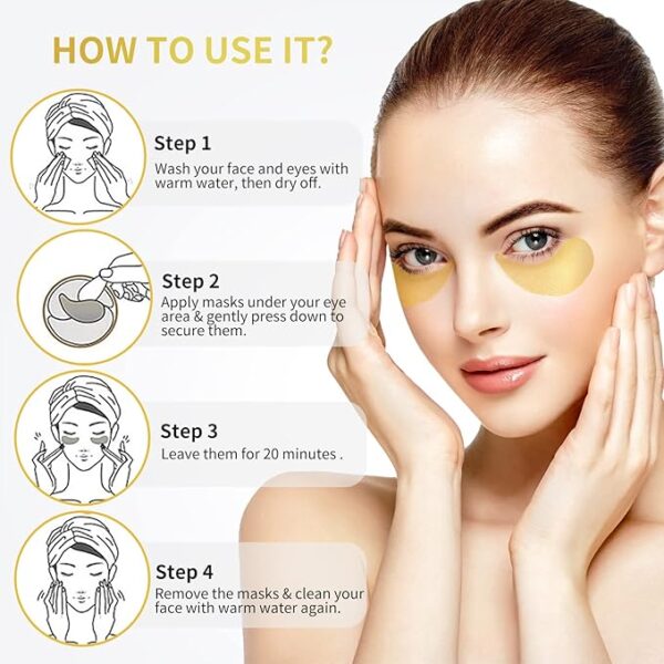 24K Gold Under Eye Patches – Collagen + Best Hyaluronic Boost Say Goodbye to Puffy Eyes - Image 2