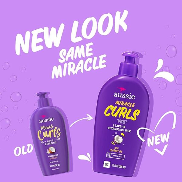 Aussie Miracle Curls Detangling Milk with Coconut Oil – Paraben-Free Leave-In Treatment for Curly Hair, 6.7 fl oz - Image 4