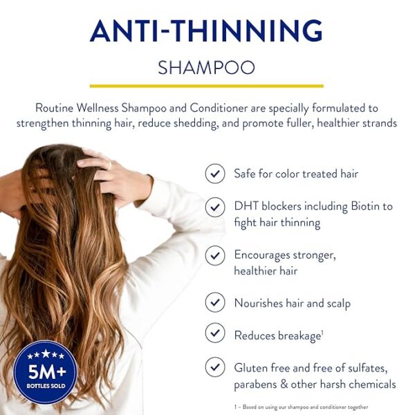 Routine Wellness Anti-Thinning Shampoo – Biotin & DHT Blocker for Hair Growth | Hair Loss Solution for Men & Women, Coconut & Vanilla, 14oz - Image 3