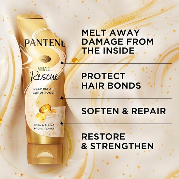 Pantene Miracle Rescue Deep Conditioner – Intense Repair for Dry & Damaged Hair with Melting Pro-V Pearls – 8oz - Image 4