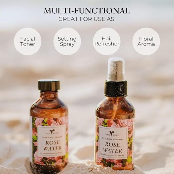 Baja Basics Rose Water Spray – Pure Organic Toner for Face, Hair & Aromatherapy (4oz Natural Mist) - Image 4